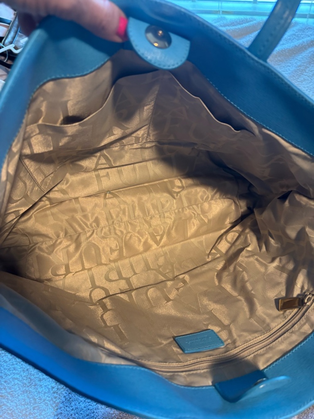 FURLA Authentic Sky Blue Leather Tote - Picture 8 of 16